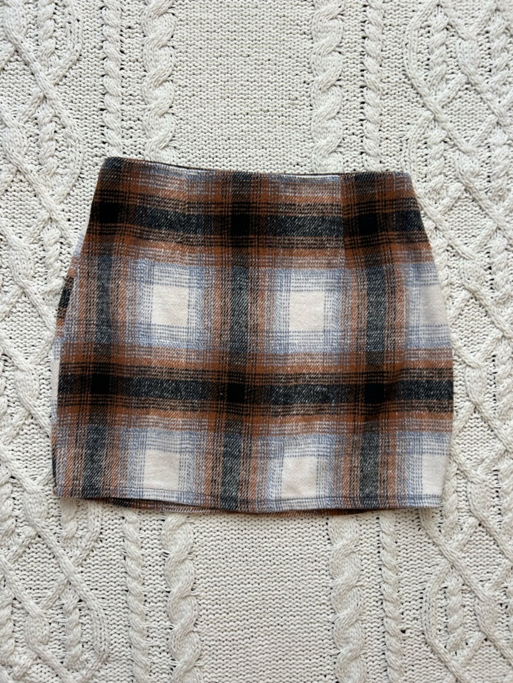 Windsor Plaid Mini Skirt in Brown, Black, Blue and Cream